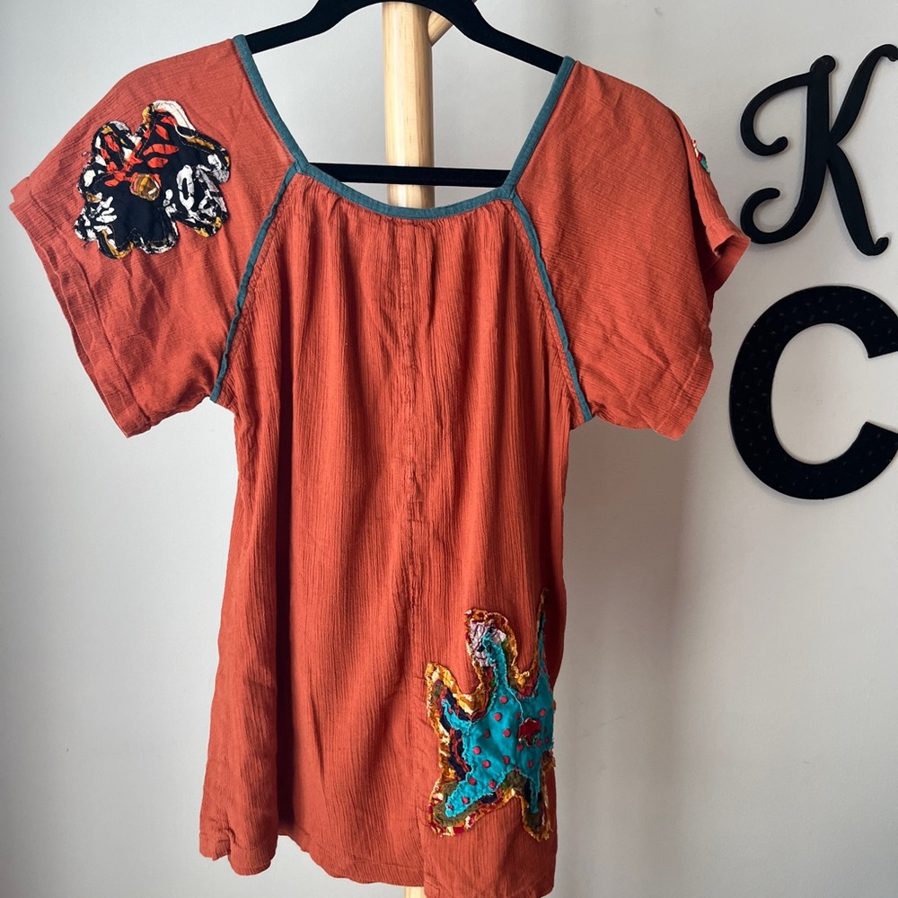 Sacred Threads Short Sleeve Patchworktop Embroide… - image 2